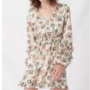 Maje Women's Risley Satin Paisley Print Ruffled Mini Dress